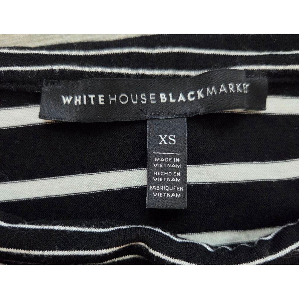 Women's WHITE HOUSE BLACK MARKET Long Sleeve Tee XS Black & White - Picture 2 of 3
